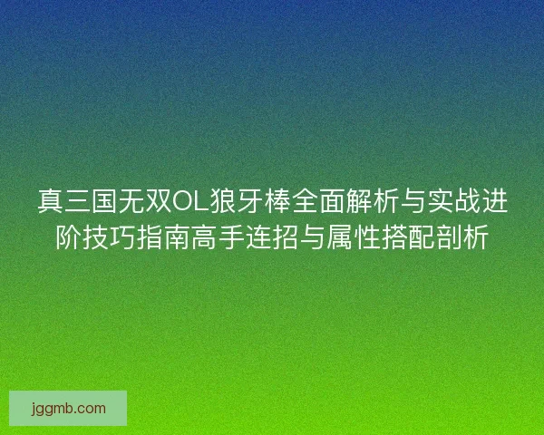 真三国无双OL狼牙棒全面解析与实战进阶技巧指南高手连招与属性搭配剖析